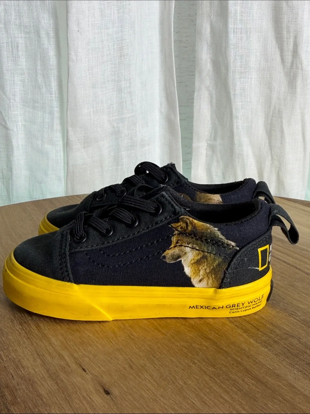Vans National Geographic Kids Black and Yellow Wildlife Canvas Sneakers